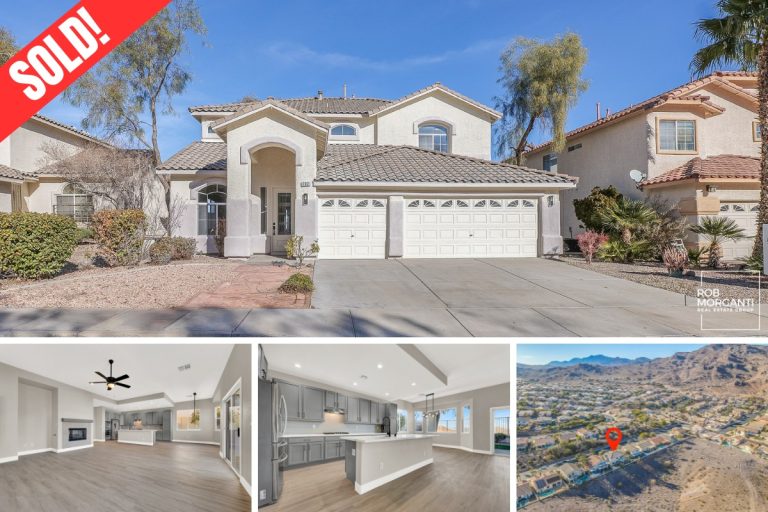 Two-Story home located in Palm Hills community in Henderson. Highlighting its pool with mountain views.
